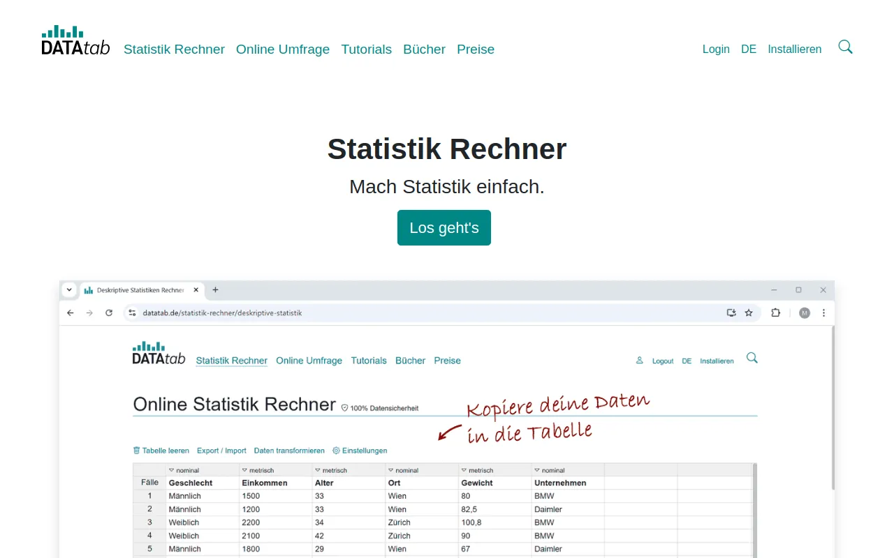 Preview of datatab.de